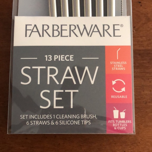 🌵 3/$15 Farberware 13 piece stainless steel straw set with cleaning brush - Picture 2 of 4